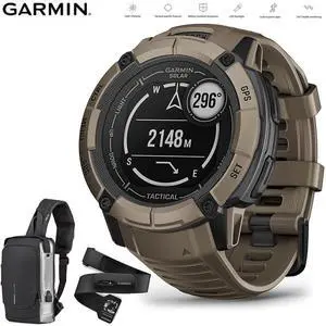 Garmin Instinct 2X Solar GPS Smartwatch Tan + Backpack & Heart Rate Strap XS-S