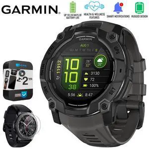 Garmin Instinct 3 50mm Outdoor GPS Smartwatch + Screen Protector + 2 Yr Warranty Bundle