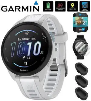 Garmin Forerunner 165 Smart Sport Watch, Mist Gray +Whitestone + 2 Year Warranty Bundle