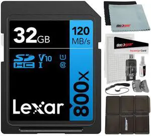 Lexar 32GB High-Performance 800x UHS-I SDHC Memory Card BLUE with Reader Bundle