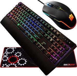 Deco Gear Gaming Accessory Bundle - Mechanical 18-Mode 104 Key RGB Keyboard with 11-Mode RGB Gaming Mouse and 32" x 12" Extended Mouse Pad