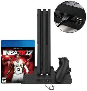 Deco Gear Vertical Dual Controller Charging Dock for PS4/ PS4 Slim/ PS4 Pro with 2 High Speed Cooling Fans and Slot for 12 Games