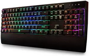 Deco Gear Mechanical Gaming Keyboard | Anti-Ghosting | Ergonomic Fixed Palm Rest | Full Customizable RGB Backlit | Carbon Fiber Design | Outemu Blue Switch | Wired | Black