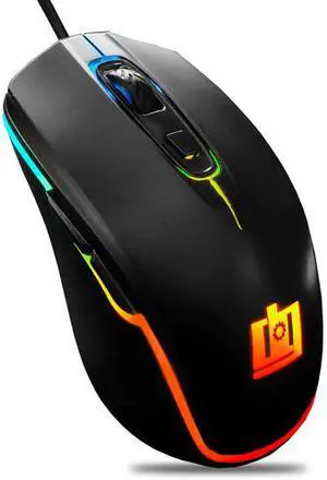 Deco Gear Wired Gaming Mouse | 800-5000 Adjustable DPI | High Precision Optical Mouse | Ergonomic for All Gaming Grips | 11 RGB Backlit Modes | 6 Buttons