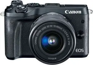 Canon M6 EOS 24.2MP Mirrorless Digital Camera with EF-M 15-45mm IS STM Lens (Black)