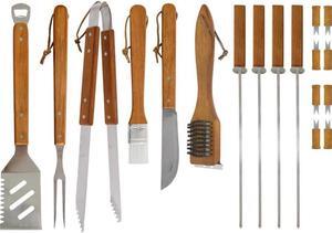 Mr. Bar.B.Q 18 Piece BBQ Tool Set With Plastic Case - 18 Piece(s) - Stainless Steel, Hardwood