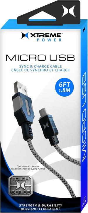 Xtreme 6FT Braided Micro USB Sync & Charge Cable (Black & Gray) XAS8-1013-BLY