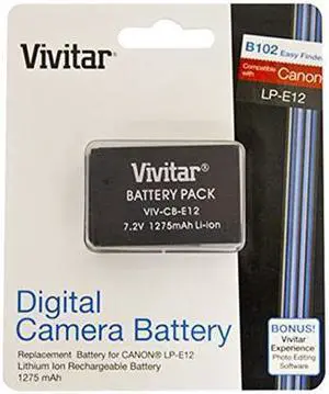 Vivitar Replacement Lithium-Ion Battery for LP-E12, EOS M & EOS Rebel SL1 (CB-E12)