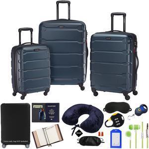 Samsonite Omni Hardside Nested Luggage Spinner Set Teal w 10pc Accessory Kit
