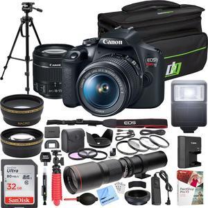 Canon T7 EOS Rebel DSLR Camera EF-S 18-55mm f/3.5-5.6 IS II + 500mm Telephoto Lens Kit