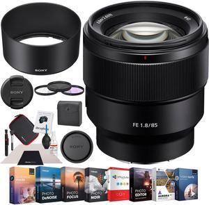 Sony SEL85F18 85mm F1.8 Medium Telephoto Prime E-mount Lens Pro Accessory Bundle