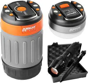 Wagan LED Brite-Nite Dome Lantern Flashlight with Tactical Flashlight and Pen Set