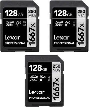 Lexar Professional SDHC / SDXC 1667x UHS-II 128GB Memory Card (3-Pack)