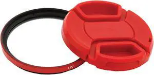 Deco Gear 49mm UV Filter and Snap On Cap - Red