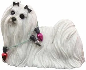 Sandicast XSO09301 Maltese Wearing Holiday Lights Christmas Ornament Sculpture Sandicast XSO09301 Maltese Wearing Holiday Lights Christmas Ornament Sculpture