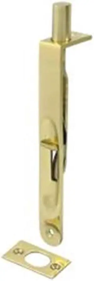Deltana 6FBR3 6 in. Heavy Duty Flush Bolt Round, Bright Brass - Solid Brass