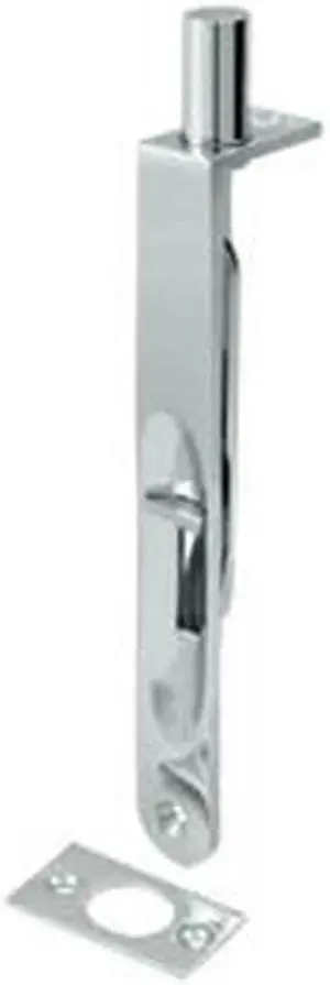 Deltana 6FBR26 6 in. Heavy Duty Flush Bolt Round, Bright Chrome - Solid Brass