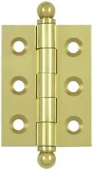 Deltana CH2015U3 2 x 1.5 in. Hinge with Ball Tips, Bright Brass - Solid Brass - 6 Case - Pack of 2