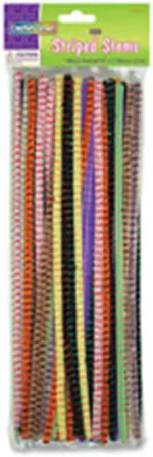 The Chenille Kraft Company Striped Stems 12"x1/4" 100 Pcs 12/PK Neon Ast 711004