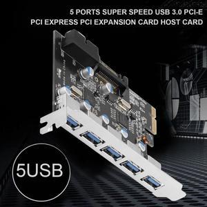 5 Ports Super Speed USB3.0 PCI-E PCI Express PCI Expansion Card Host Card Hub Controller Adapter U3P7N-5P1H-I