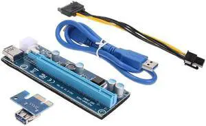PCI-E PCI Express 60cm USB 3.0 1x to 16x Mining Machine Extender Riser Card Board Adapter with 15Pin to 6Pin Power Cable