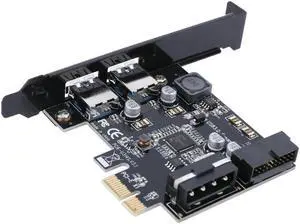 2 Ports USB3.0 To USB3.0 20Pin Slot PCI-E PCIE PCI Express 1X To 4X Extender Expansion Host Card Adapter