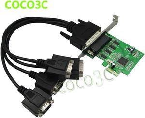 PCI express 4 ports Serial card PCI-e 1x Multi RS-232 DB9 COM port adapter for Serial Networking Monitoring Equipment