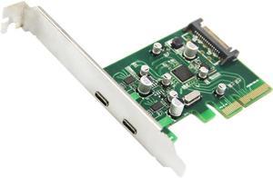 PCI Express (PCI-E 4X slot) to 2 Ports USB3.1 Type-C Rear Add On Card PCI-E Adapter Converter High Speed Support WIN7/8