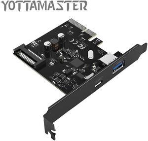 USB3.1(GEN 2) Type-C and Type-A PCI-E Expansion Card Adapter with 15PIN Power Connector for Windows 8 PC