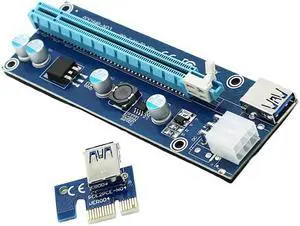 VER006C 60CM PCIE PCI-E 1X to 16X Riser Card Extender + USB 3.0 Cable / SATA 15Pin to 6Pin Power Cord for BTC LTC Miner