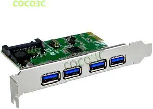 4 USB3.0 to PCIe Card PCI-e 4 ports USB3.0 extender cards PCI Express to USB3.0 adapter card SATA power supply