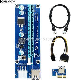 006C PC PCIe PCI-E PCI Express Riser Card 1x to 16x USB 3.0 Data Cable SATA to 6Pin IDE Molex Power Supply for BTC Miner Machine