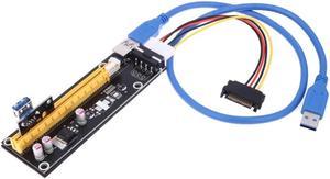 USB 3.0 PCI-E Express 1x To 16x Extender Riser Card Adapter Sata 15 pin Power Cable with 60CM USB cable for Bitcoin ming
