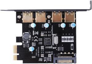 4 Ports USB 3.0 To PCI-E Card PCI Express Expansion Card Adapter 5Gbps with 15-Pin Power Connector for Desktop