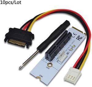 10pcs NGFF M.2 to PCI-E 4X Riser Card M2 Key M to PCIe X4 Adapter with LED Voltage indicator NGFF riser for Bitcoin Miner Mining