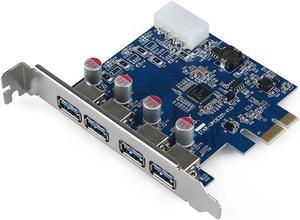 4-Port SuperSpeed USB 3.0 PCI-E PCI Express Card with 4-pin IDE Power Connector NEC uPD720201