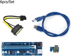 6pcs/Lot pci riser USB 3.0 PCI-E Express 1x  Extender Riser Card Adapter 6PIN Cable 60cm usb 3.0 power cord for Miner