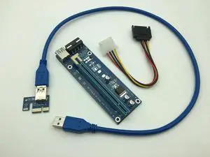 PCI-E PCI Express Extender Riser Card 1x To 16x PCIE Mining Card USB 3.0 Power Adapter for BitCoin BTC Miner Machine