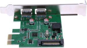 Green 2Ports PCI-E To USB 3.0 HUB PCI Express Expansion Card Adapter With 15-pin SATA Power Connector 5 Gbps Speed For PC