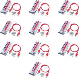 VODOOL 10PCS 60cm 008S PCI-E Riser Cards 1X 16X USB3.0 Adapter Riser Card Cable Wire for BTC Miner Mining