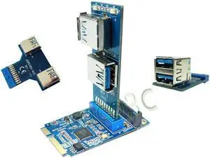 Mini PCIe to 2 USB 3.0 ports adapter USB3.0 to mini PCI-e card + Female 19 / 20 Pin USB header to 2 USB3.0 spiltter adapter