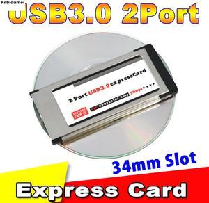 USB 3.0 PCI-E Card Adapter PCI Express to 5 Gbps PCMCIA Dual 2 Ports for NEC Chipset 34 MM Slot ExpressCard Converter