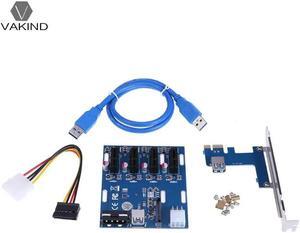 Mini ITX to External 4 PCI-E Adapter Multiplier Card with 6Pin Power/SATA Port PC PCI Express to 4 PCIe 1x Extender Riser Card