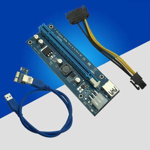 USB 3.0 PCI-E Express 1x To 16x Extender Riser Card Adapter with 15pin to 6PIN Power SATA Cable For BTC Bitcoin Mining Miner
