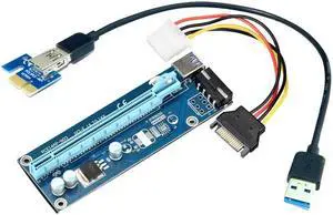 5PCS Miner Machine Extender Riser Card Adapter SATA Power Cable PCI-E 1X turn 16X Extension PCIE USB3.0 for BTC LTC ETH Miner