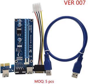 0.6M PCIe PCI-E 1x to 16x PCI Express Riser Card + USB 3.0 Cable / SATA to 4Pin Molex Power Cord for BTC Miner Machine