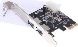 2-Port SuperSpeed USB 3.0 PCI-E PCIE PCI Express 4-pin IDE Connector Adapter usb3.0 Add On Card Low Profile