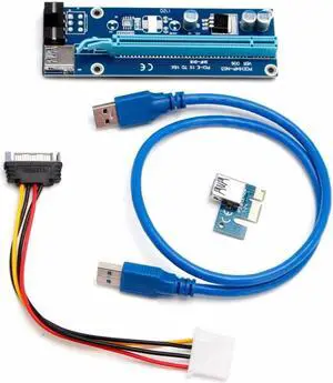 PCI-E 1X to16X Riser Card +USB 3.0 Extender Cable with Power Supply for Bitcoin Litecoin Miner