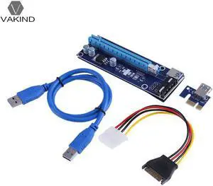 PCI-E PCI Express 1x to 16x Extender Adapter Card Graphics Card Extension USB 3.0 Data Power Cord Kit for Bitcoin BTC Mining