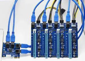 PCI-E to PCI-E Riser Card 1 to 4 PCI-EX1 Turn PCI-EX16 Graphics Card Interface 1 to 4 Multiplier Card For BTC ZEC ETH LTC Miner